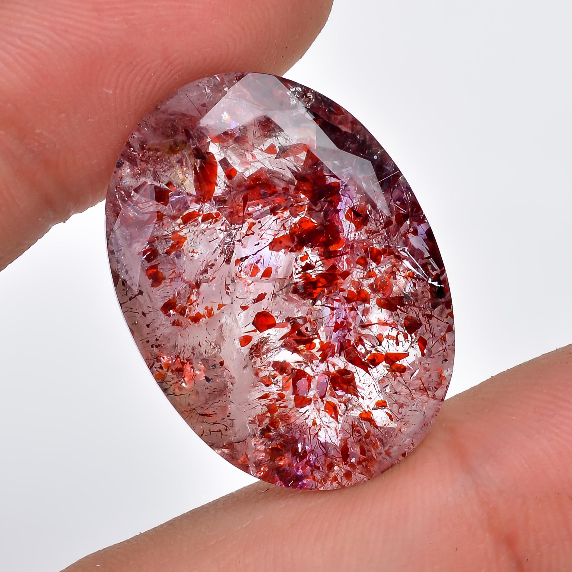 natural elestial quartz oval shape faceted loose gemstone